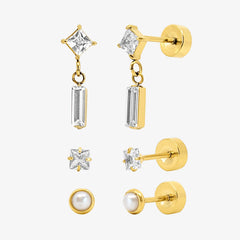 Sweet Shine Flat Back 3 Piece Earring Set