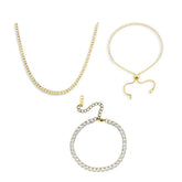 Icy Tennis Necklace & Bracelet 3 Piece Bundle