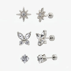 Eternal Twinkle 3 Pack Flat Back Earrings Set
