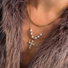 Pearly Blessing Cross Double Layered Necklace