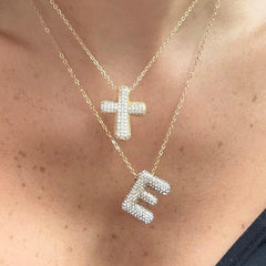Pave Bubble Letter Necklace