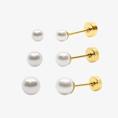 Pearl Crush Flat Back Earring 3 Piece Set