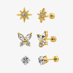Eternal Twinkle 3 Pack Flat Back Earrings Set
