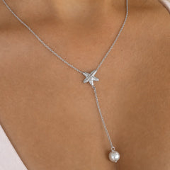 Pearly Sea Lariat Necklace
