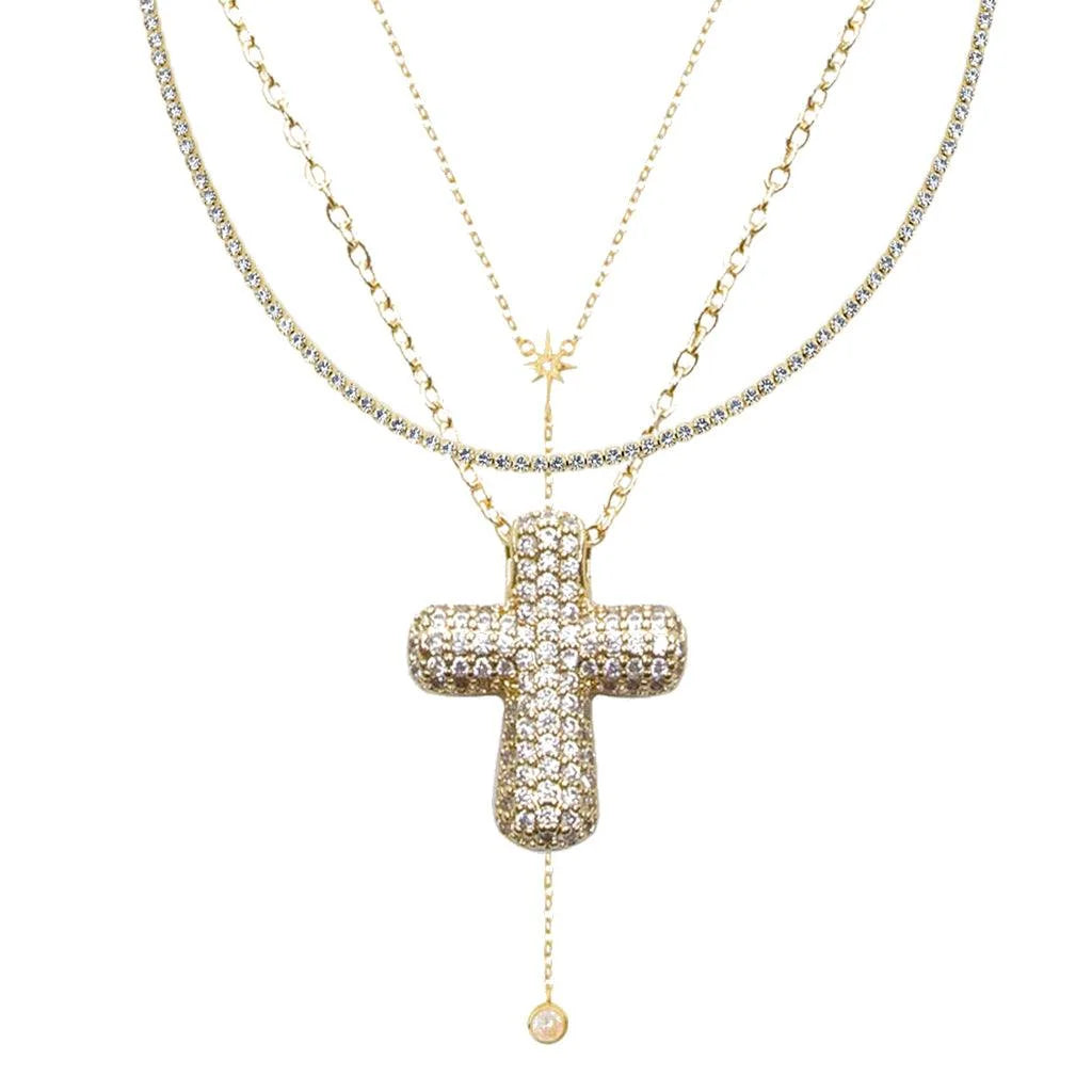 Icy Cross 3-Piece Necklace Bundle