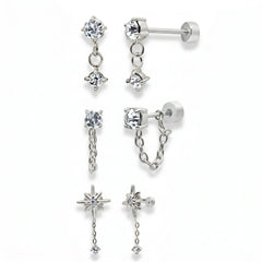 Meet Me At Midnight Flat Back 3-Piece Earring Set
