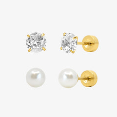 Timeless Babe Flat Back 2 Piece Earring Set Gold